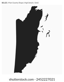 Belize plain country map. High details. Solid style. Shape of Belize. Vector illustration.