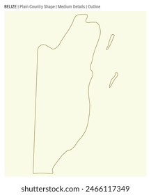 Mapa del país de Belice. Medianos detalles. Estilo de esquema. Forma de Belice. Ilustración vectorial.