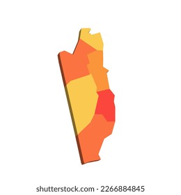 Belize political map of administrative divisions - districts. Map with labels.