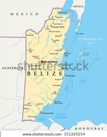 Belize Political Map Belize Political Map, Belize Political Map Political Map Of Belize With The Capital Belmopan National Borders, Belize Political Map