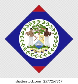 Belize rhombus flag. Vector illustration.