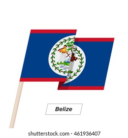 Belize Ribbon Waving Flag Isolated on White. Vector Illustration. Belize Flag with Sharp Corners