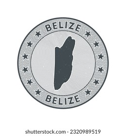 Belize round badge vector. Country round stamp with shape of Belize, isolines and circular country name. Beautiful emblem. Artistic vector illustration.