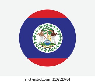 Belize Round Country Flag. Circular Belizean National Flag. Belize Circle Shape Button Banner. EPS Vector Illustration.