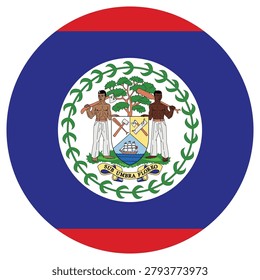 Belize Round Flag Icon High Quality National Flag Isolated on Transparent Background