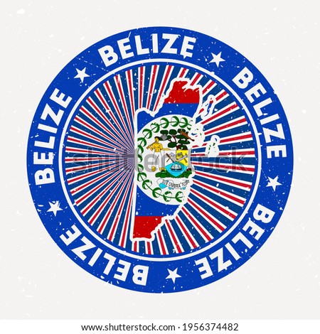 Belize round stamp. Logo of country with flag. Vintage badge with circular text and stars, vector illustration.