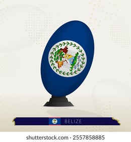 Belize Rugby Ball on Rugby Kicking Tees with Modern Design. Illustration perfect for sports, national pride, and rugby-related projects.