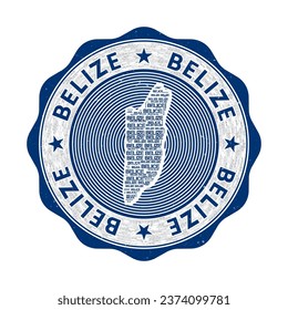 Belize seal. Country round logo with shape of Belize and country name in multiple languages wordcloud. Beautiful emblem. Astonishing vector illustration.