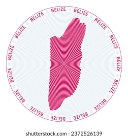Belize shape radial arcs. Country round icon. Belize logo design poster. Stylish vector illustration.