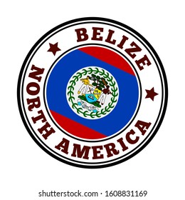 Belize sign. Round country logo with flag of Belize. Vector illustration.