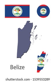 Belize silhouette and flag vector illustration
