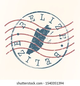 Belize Stamp Postal. Map Silhouette Seal. Passport Round Design. Vector Icon. Design Retro Travel.
