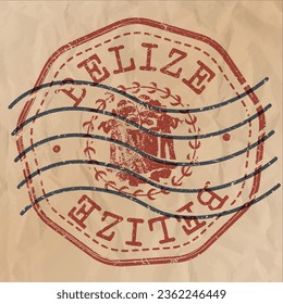 Belize Stamp Travel Passport. Design Retro Symbol Country. Old Vintage Postmark.