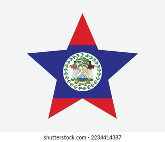 Belize Star Flag. Belizean Star Shape Flag. Country National Banner Icon Symbol Vector 2D Flat Artwork Graphic Illustration svg