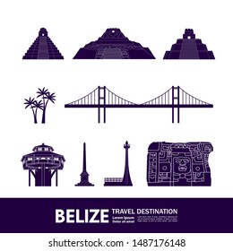 Belize Travel Destination Grand Vector Illustration.
