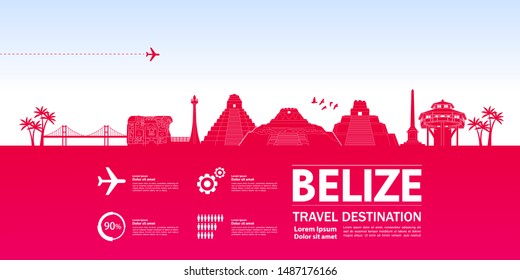 Belize travel destination grand vector illustration.