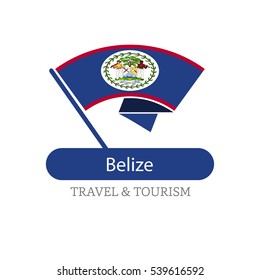 Belize The Travel Destination logo - Vector travel company logo design - Country Flag Travel and Tourism concept t shirt graphics - vector illustration