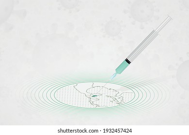 Belize vaccination concept, vaccine injection in map of Belize. Vaccine and vaccination against coronavirus, COVID-19. Vector template about Healthcare.