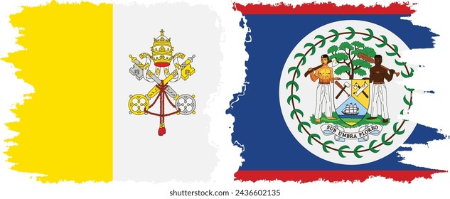 Belize and Vatican grunge flags connection, vector
