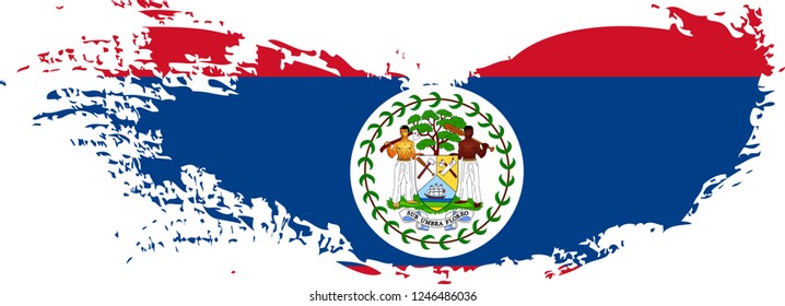 Belize vector grunge brush stroke with  national flag. Watercolor painting flag. 