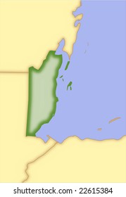 Belize, vector map, with borders of surrounding countries. 5 named layers, fully editable.