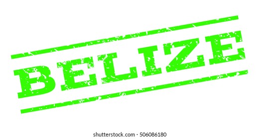 Belize watermark stamp. Text Caption between parallel lines with grunge design style. Rubber seal stamp with scratched texture. Vector light green color ink imprint on a white background.