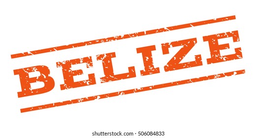 Belize watermark stamp. Text Tag between parallel lines with grunge design style. Rubber seal stamp with unclean texture. Vector orange color ink imprint on a white background.
