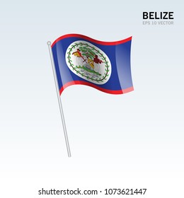 Belize waving flag isolated on gray background