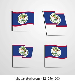Belize waving flag set