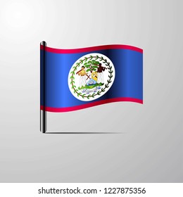 Belize waving Shiny Flag design vector