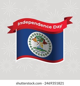 Belize Wavy Flag Independence Day Banner Background