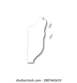 Belize - weiße 3D-Silhouette-Karte des Landgebiets mit heruntergefallenem Schatten auf weißem Hintergrund. Einfache flache Vektorgrafik.