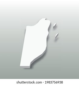 Belize - white 3D silhouette map of country area with dropped shadow on grey background. Simple flat vector illustration