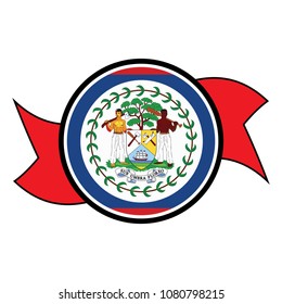 Belizean flag in round button of icon. flag logo of Belizean emblem isolated on white background, Belizean national concept sign, Vector illustration.