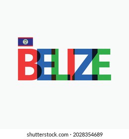 La colorida tipografía de Belice con su bandera nacional vectorizada. Tipografía RGB del país caribeño.