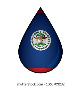 The Belizes  flag painted on 3D water drop