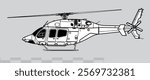 Bell 429 GlobalRanger. Vector drawing of light utility helicopter. Side view. Image for illustration and infographics.