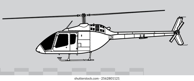 Bell 505 Jet Ranger X. Vector drawing of light utility helicopter. Side view. Image for illustration and infographics.