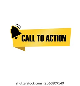   Bell with advertising notification. Call to action. Vector  icon illustration isolated on white background.