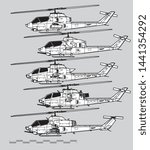 Bell AH-1 Cobra. Outline vector drawing