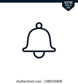 Bell alarm icon collection in outlined or line art style, editable stroke vector