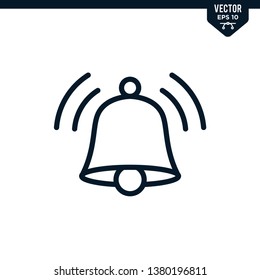 Bell alarm icon collection in outlined or line art style, editable stroke vector