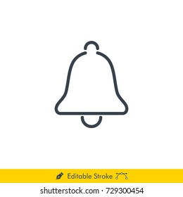 Bell (Alarm) Icon / Vector - In Line / Stroke Design with Editable Stroke