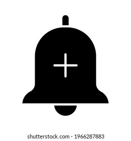 Bell, alarm, notification, add, plus icon vector image. Can also be used for customer support. Suitable for use on web apps, mobile apps and print media.