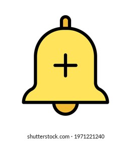 Bell, alarm, notification, add, plus icon vector image. Can also be used for customer support. Suitable for use on web apps, mobile apps and print media.