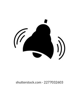 Bell or alarm or notification icon, solid black vector illustration in trendy style. Editable graphic resources for many purposes.