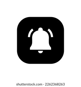 Bell, alarm notification icon vector isolated on square background