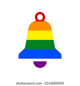 Bell Alarm sign. Rainbow gay LGBT rights colored Icon at white Background. Illustration.