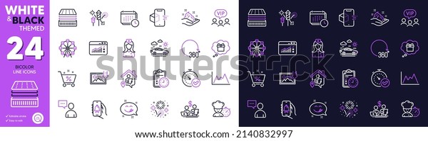 Bell alert, Download photo and Diagram line icons\
for website, printing. Collection of Loan percent, Fast\
verification , Vip clients icons. 360 degrees, Ferris wheel, Web\
traffic web elements.\
Vector