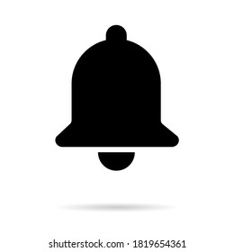 Bell alert icon isolated on white background, black alarm vector illustration symbol, ring web signal